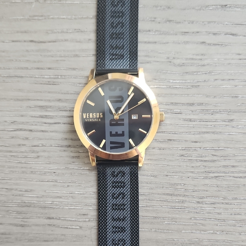 Versus Versace Black and Gold Timepiece